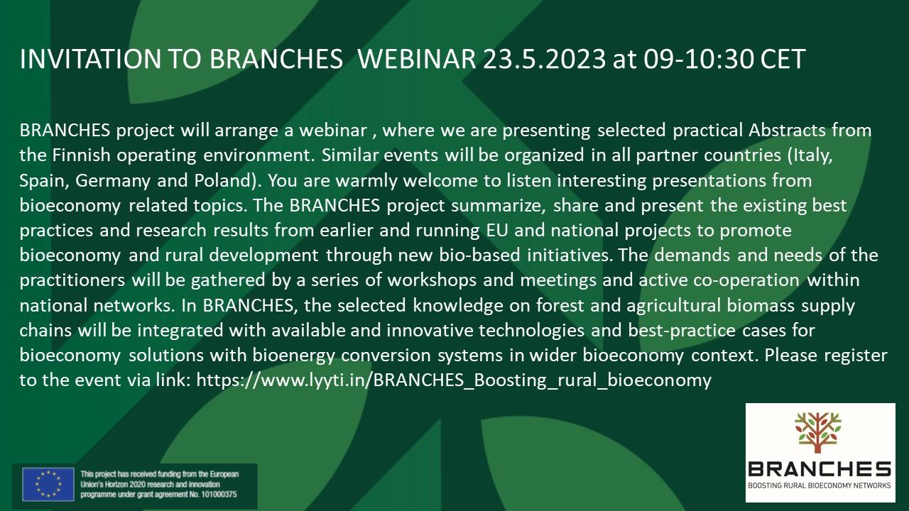 INVITATION TO BRANCHES  WEBINAR 23.5.2023 at 09-10:30 CET