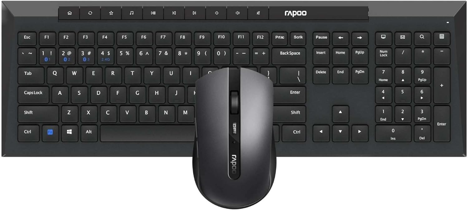 RAPOO | Set di tastiera e mouse wireless 8200M colore nero.