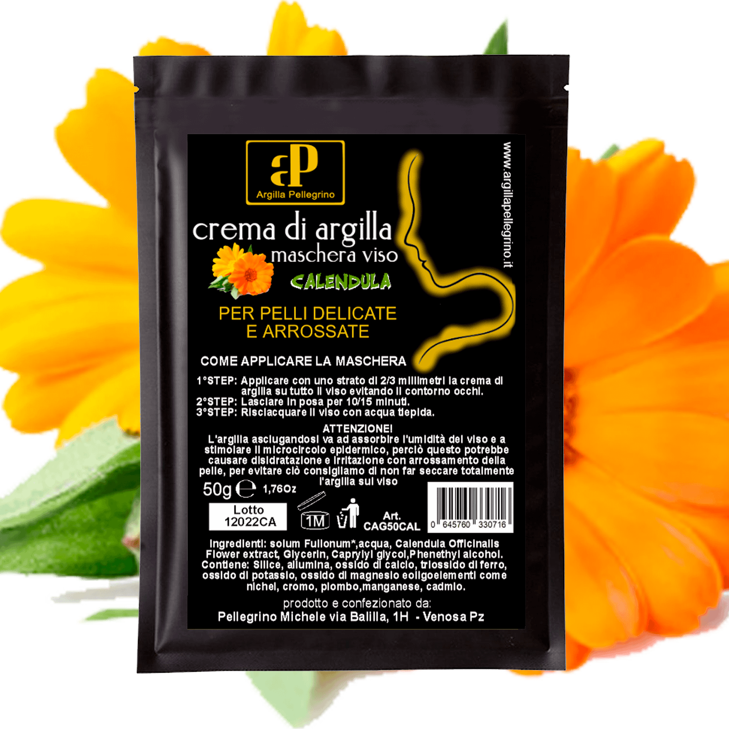 Crema di Argilla Maschera Viso Calendula 50g