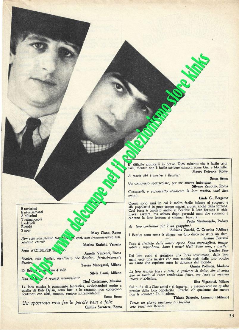 067> 5 Pagine < VOGLIAMO I BEATLES Referendum di Ciao Amici - 1966 > Documento Storico per i BEAT !