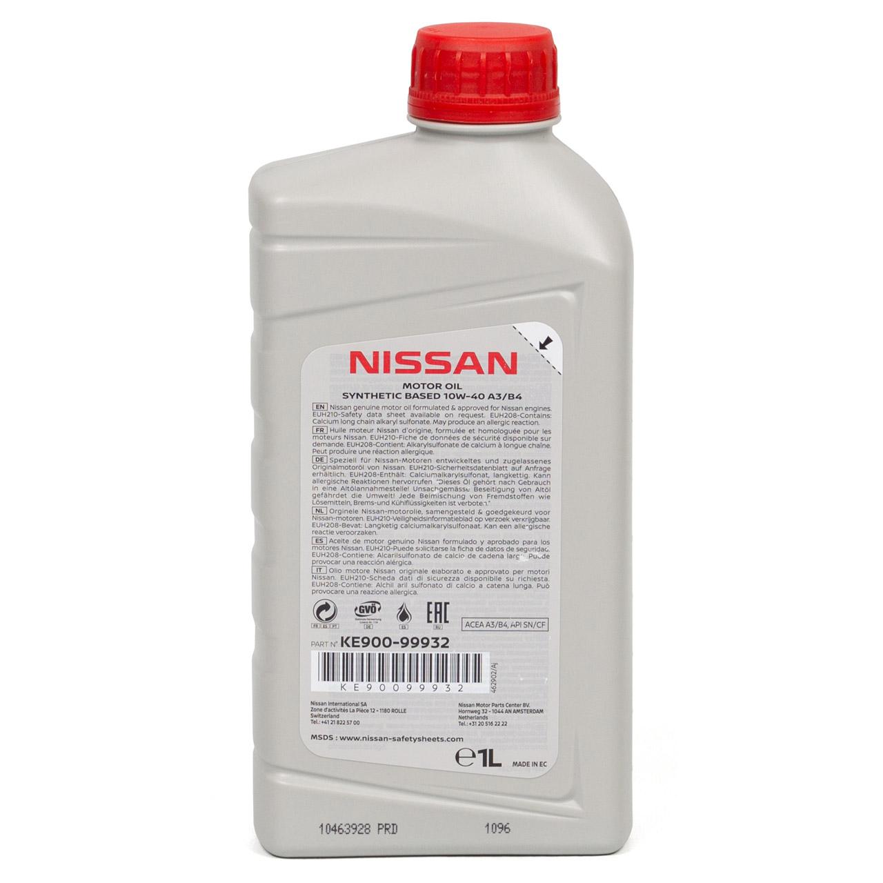 Olio motore Nissan 10w40 ACEA A3/B4 API SN/CF (confezione da 1 litro)