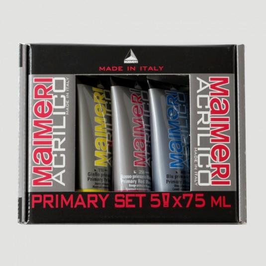 Maimeri - Acrilico Maimeri, set da 5 colori acrilici primari da 75 ml