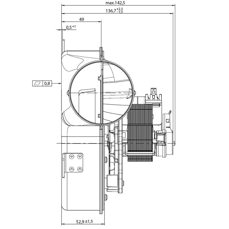 14706009 Estrattore - aspiratore fumi per stufe a pellet ebm G2E152/0020-3030LH-609