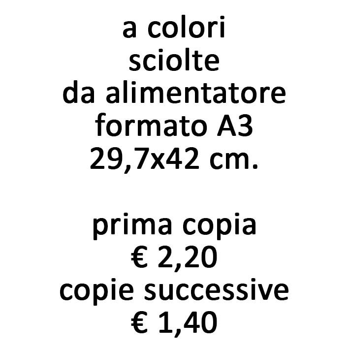 fotocopie a colori sciolte da alimentatore formato A3 250 gr.