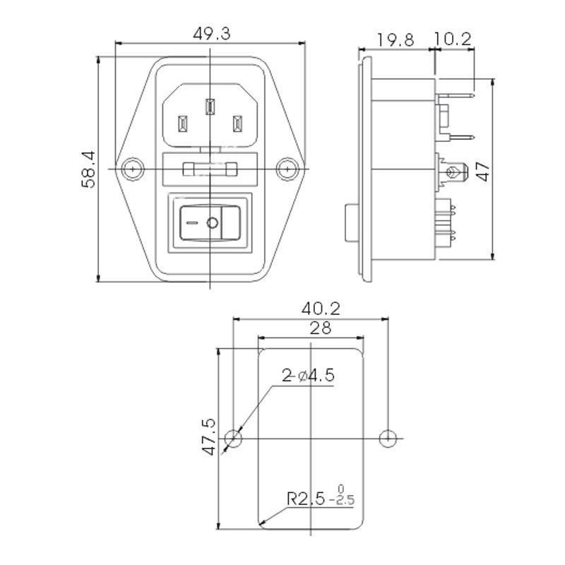 F 605 PRESA DA PANNELLO CON INTERRUTTORE PER STUFE A PELLET