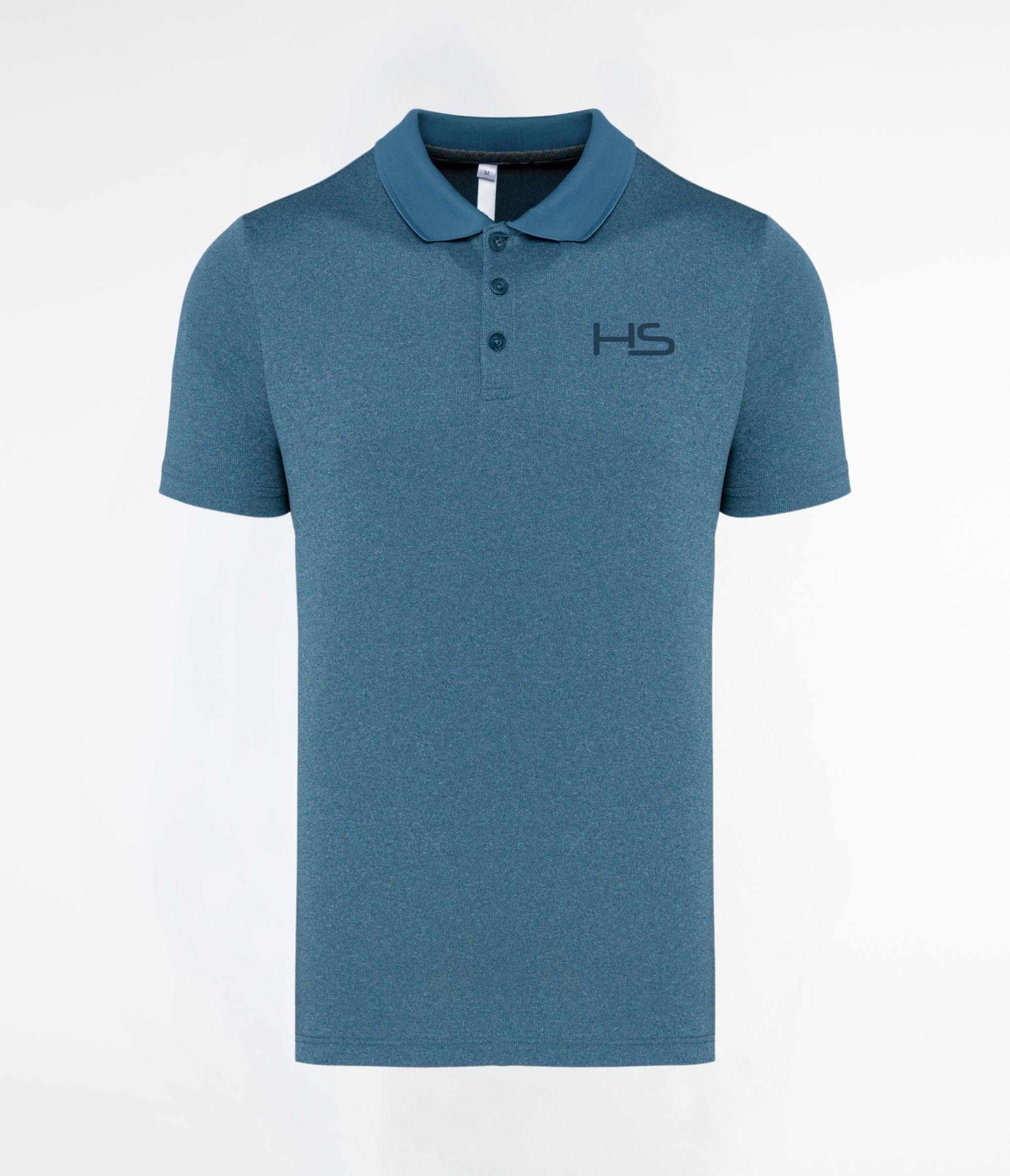 Polo chinè manica corta steel blue heather