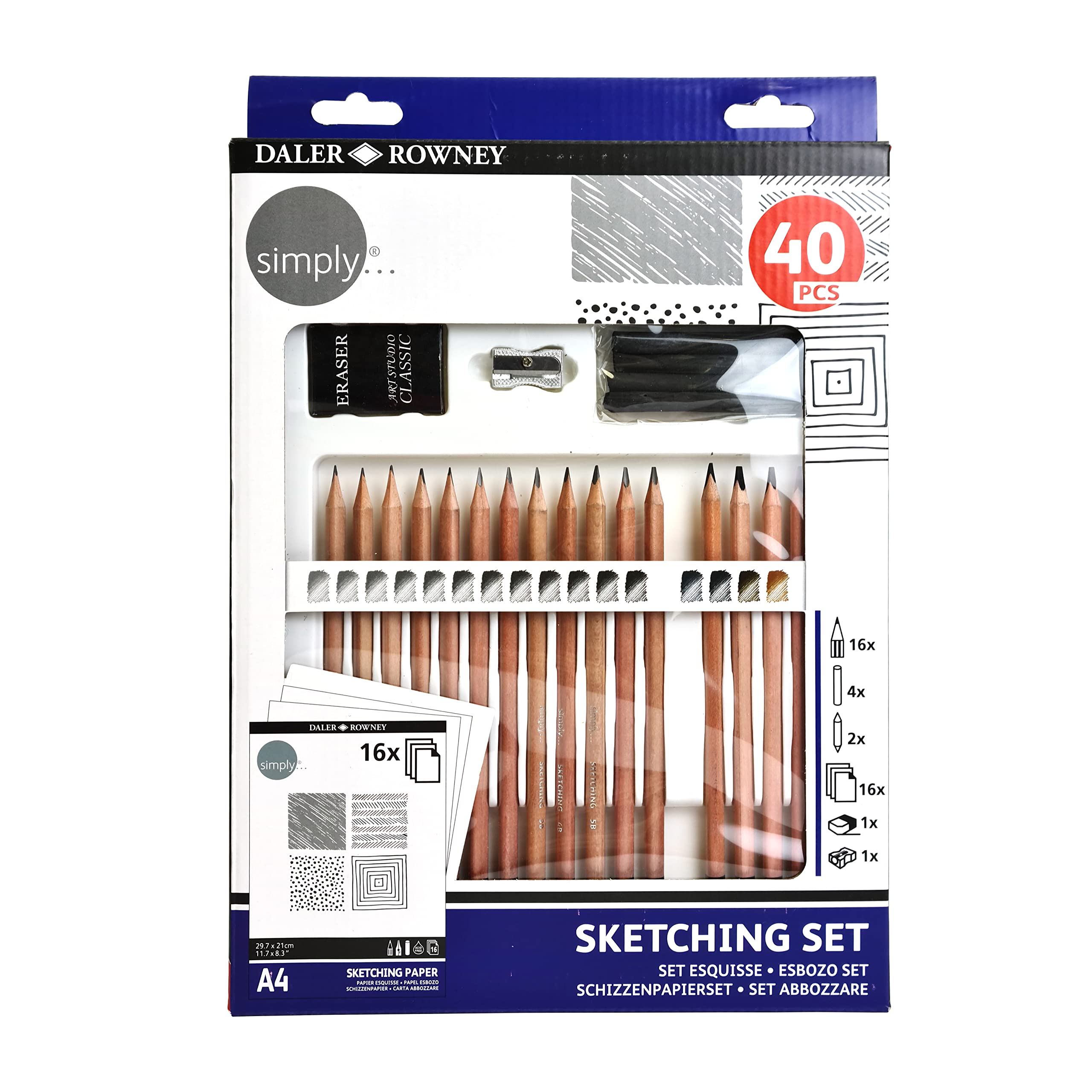 DALER ROWNEY - Sketching Set - Set per abbozzare 40 pezzi