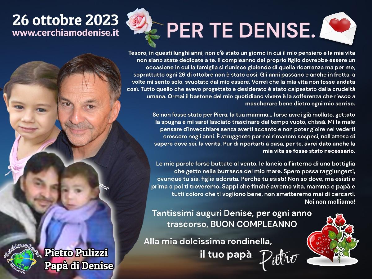 Pietro Pulizzi dal suo profilo social, scrive una lettera a sua figlia Denise, per il suo compleanno.
