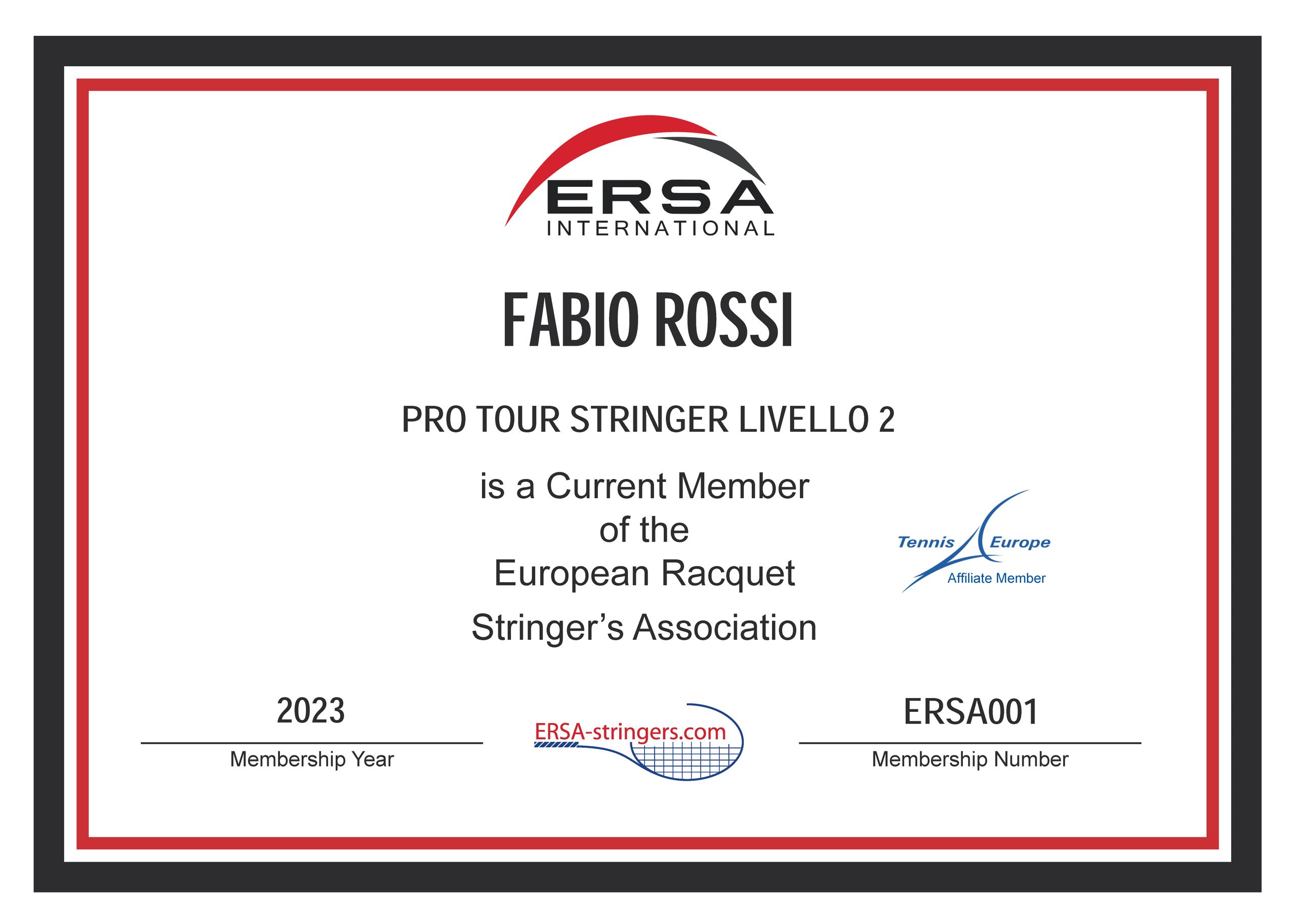 ERSA ( European Racquet Stringers Association ) ITALIA La scuola di