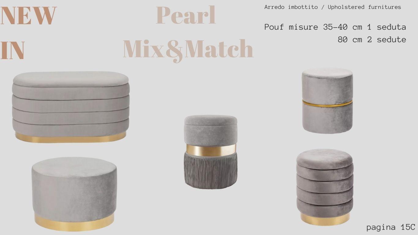 VELVET TOUCH Pouf Pearl mix&match 80 cm ovale bordo oro