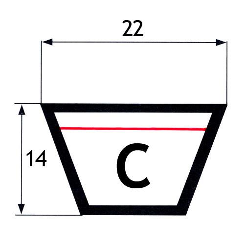 CINGHIA TRAPEZOIDALE SEZ. "C" (MM.22X14) C 105 - C 195 - PI BELT
