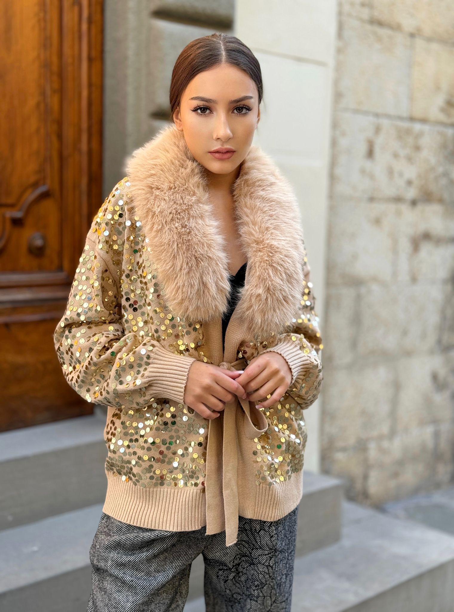 Cardigan con paillettes