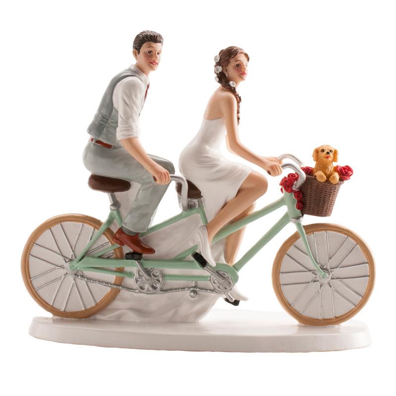 Coppia di sposi in bicicletta 18x15cm