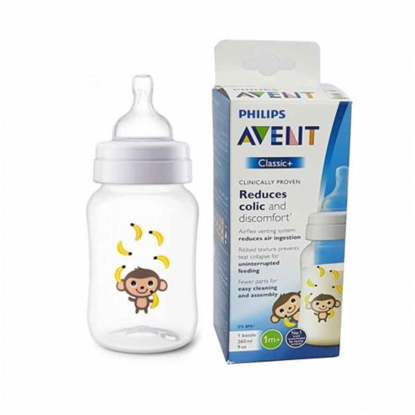 Avent Classic Bottle Monkey 1M+, 260Ml