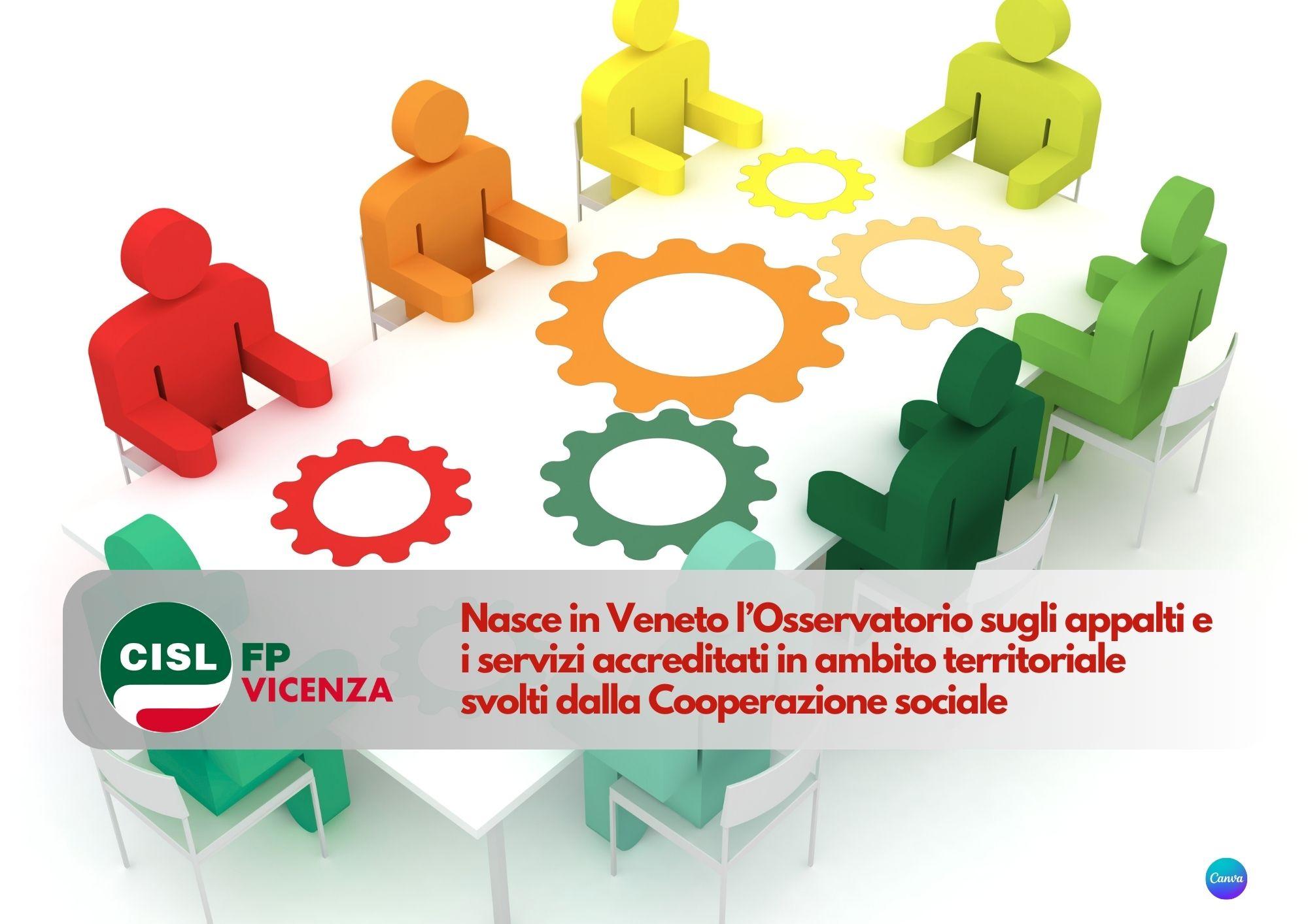 CISL FP Vicenza. Nasce l'osservatorio regionale sugli appalti e i servizi accreditati svolti dalla Cooperazione sociale