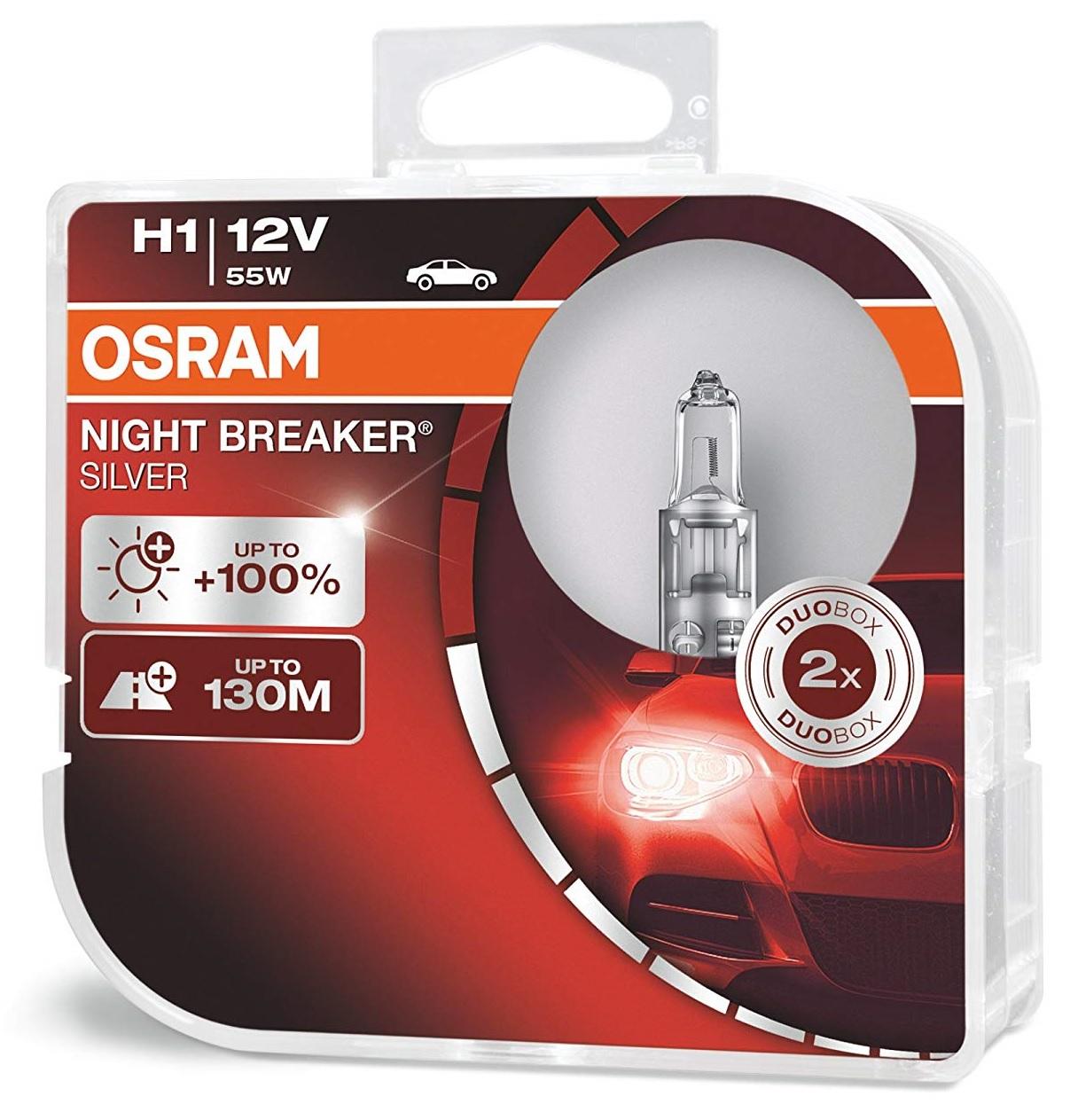 Lampade OSRAM H1 NIGHT BREAKER® SILVER Duo Box +100%