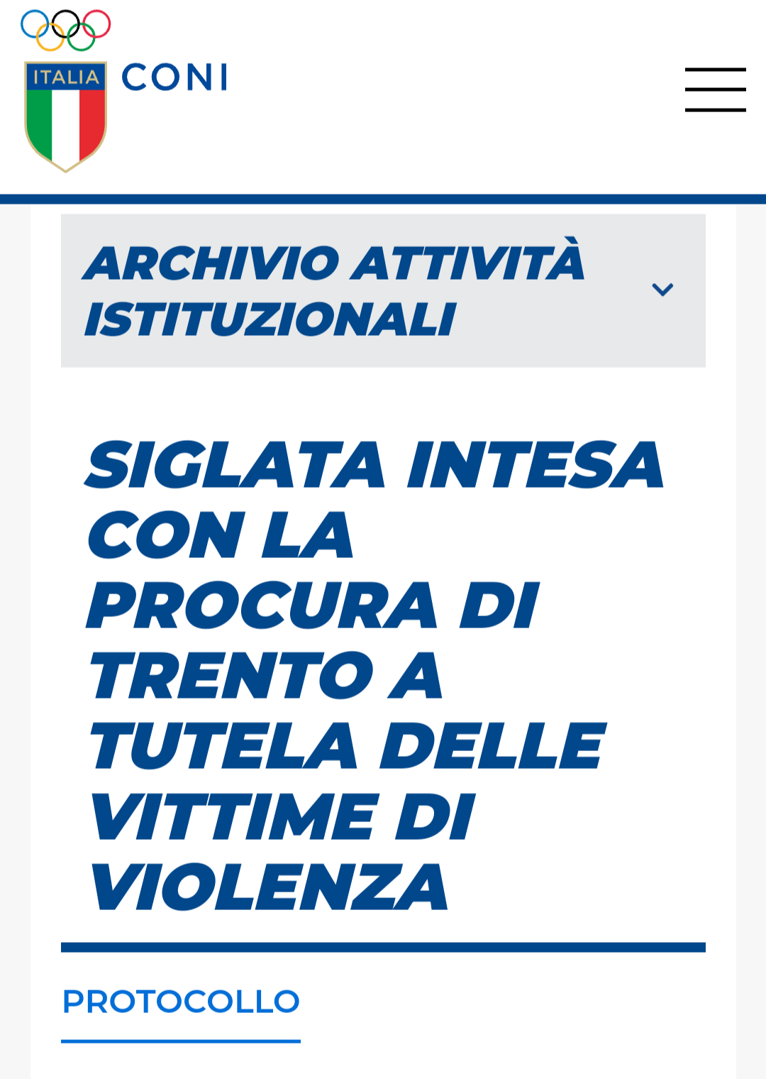 AZIONI A TUTELA DELLE VITTIME DI VIOLENZA NELLO SPORT