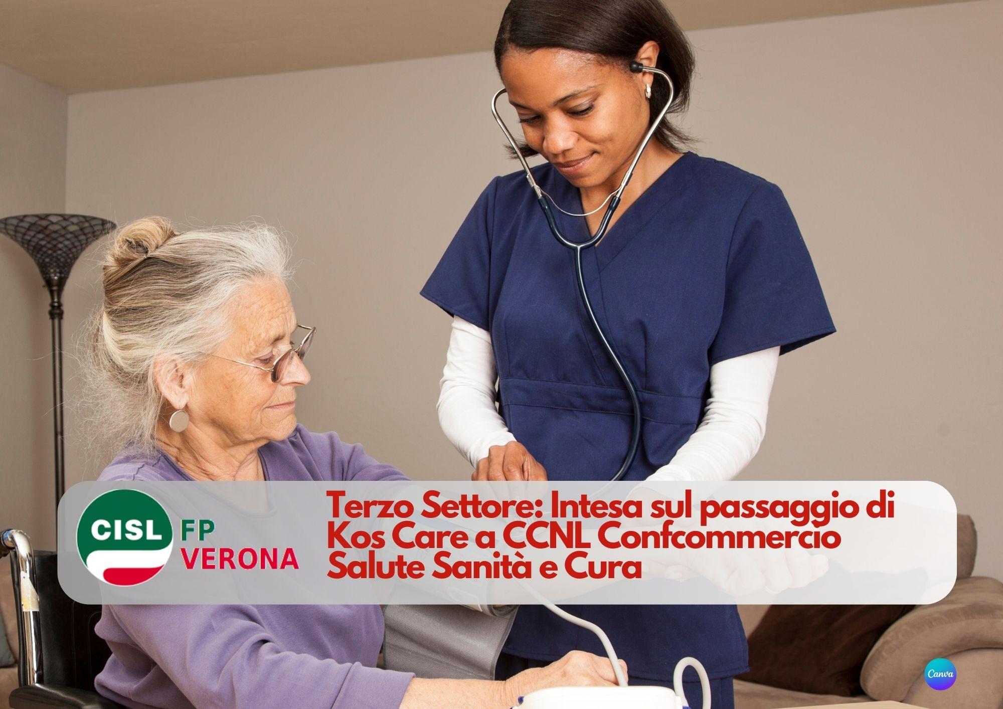 CISL FP Verona. Terzo Settore: Intesa sul passaggio di Kos Care a CCNL Confcommercio Salute Sanità e Cura