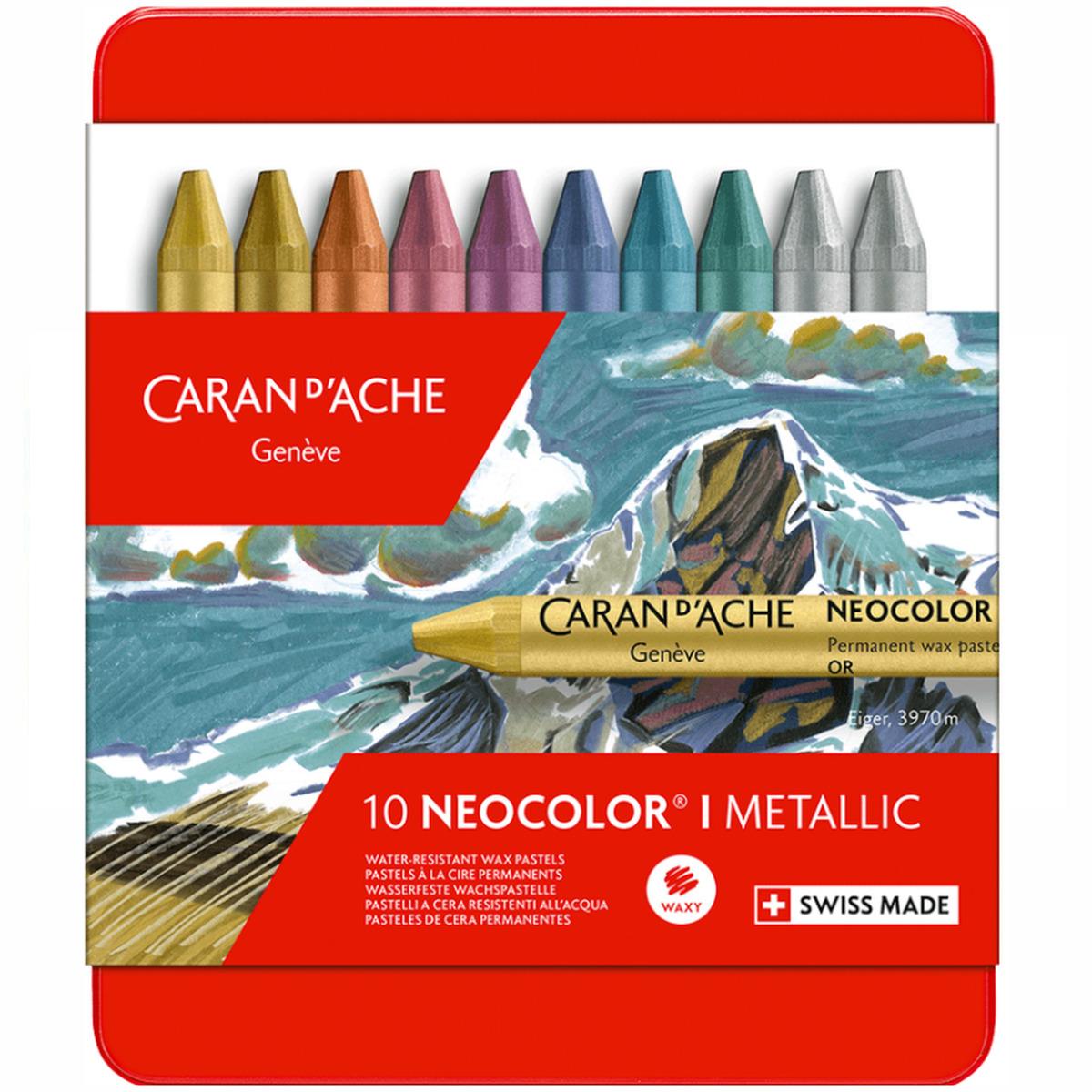 CARAN D'ACHE Genève - Neocolor 1 Metallic - Set 10 pastelli a cera resistenti all'acqua