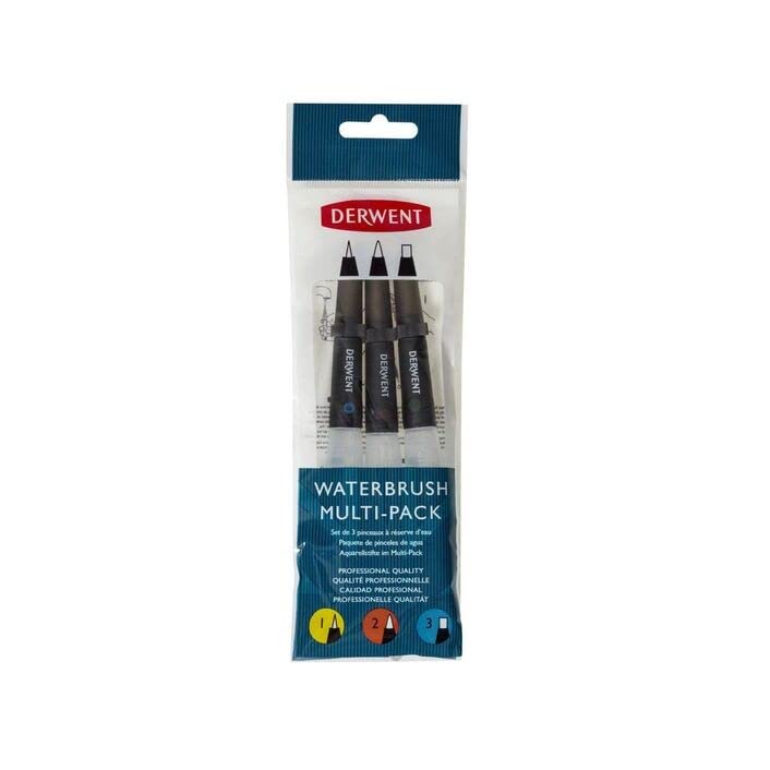 DERWENT - Waterbrush Multipack - Confezione 3 pennelli con serbatoio