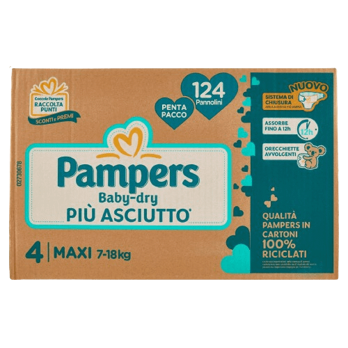 Pannolini Pampers Baby Dry pacco 124 pezzi taglia 4