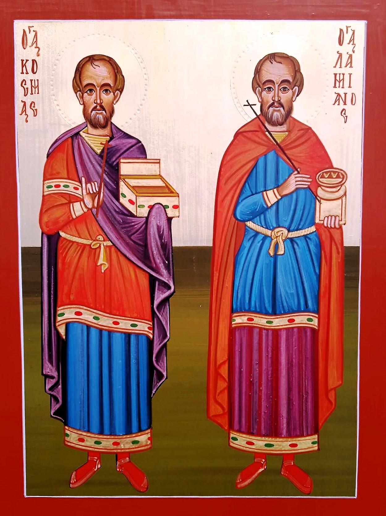 icona dei santi medici dipinta dallo studio iconografico di Nicola Damiano