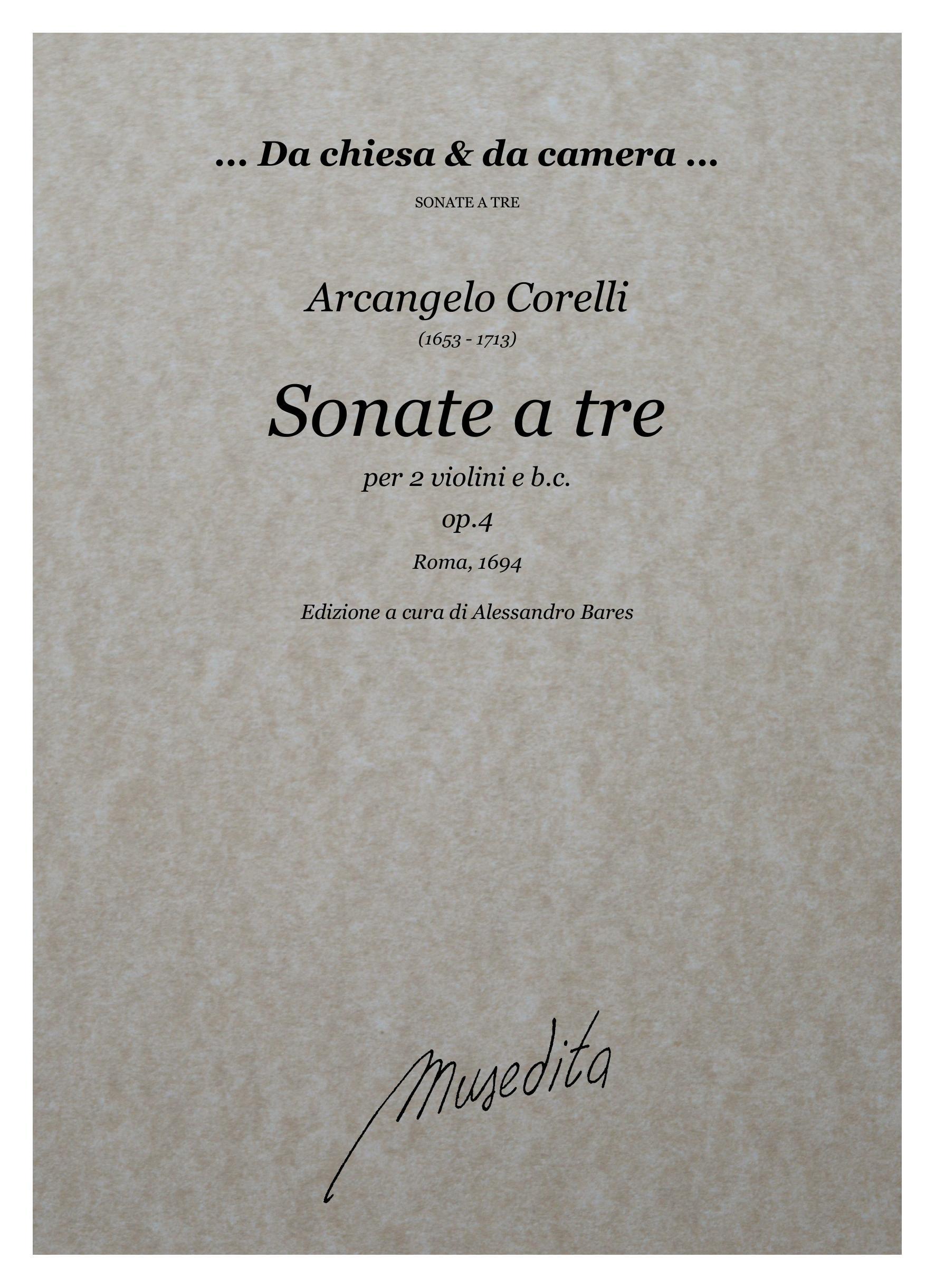 A.Corelli: Sonate da camera a tre op.4 (Roma, 1694)