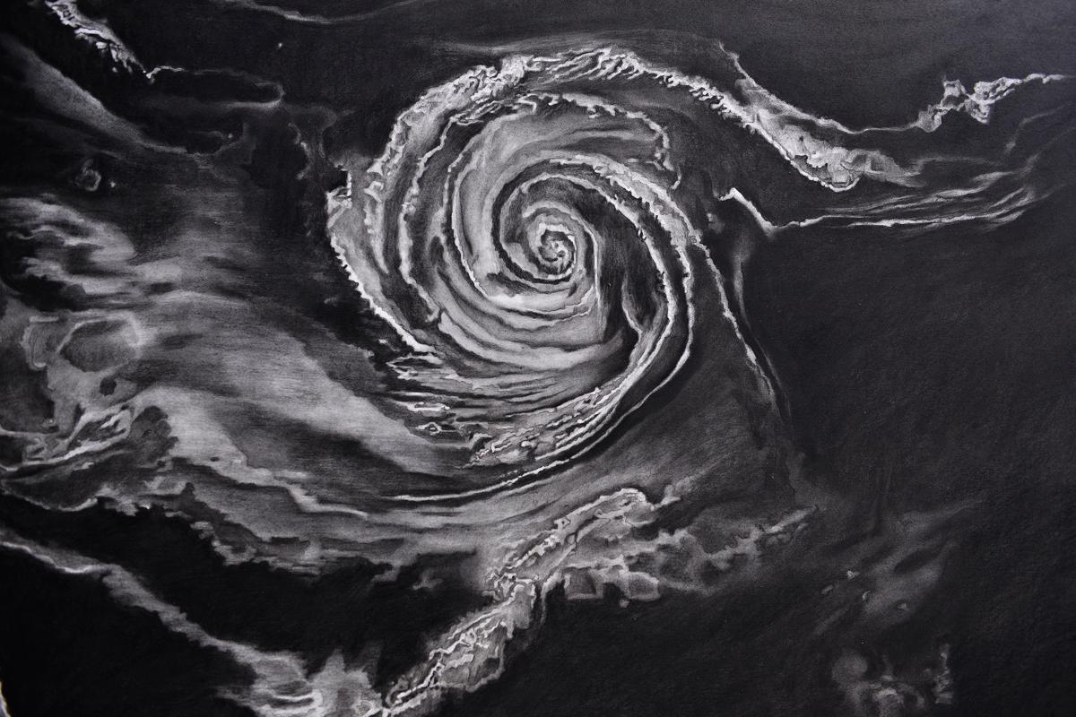 Detail from charcoal drawing on 100 % cotton paper, 640 g/m² (1.10 m x 8 m)