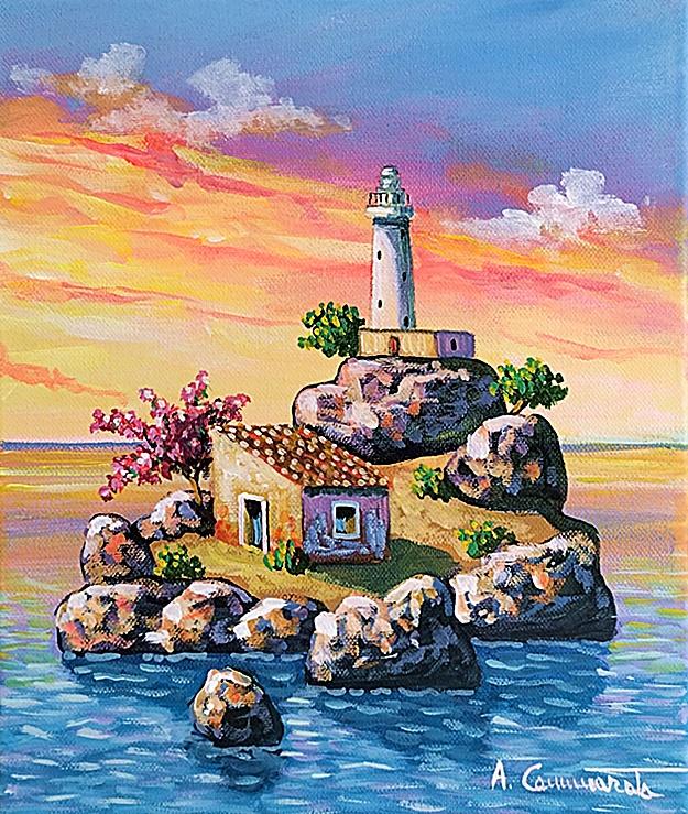 L'isola dimenticata Olio su tela 30 x 25 cm