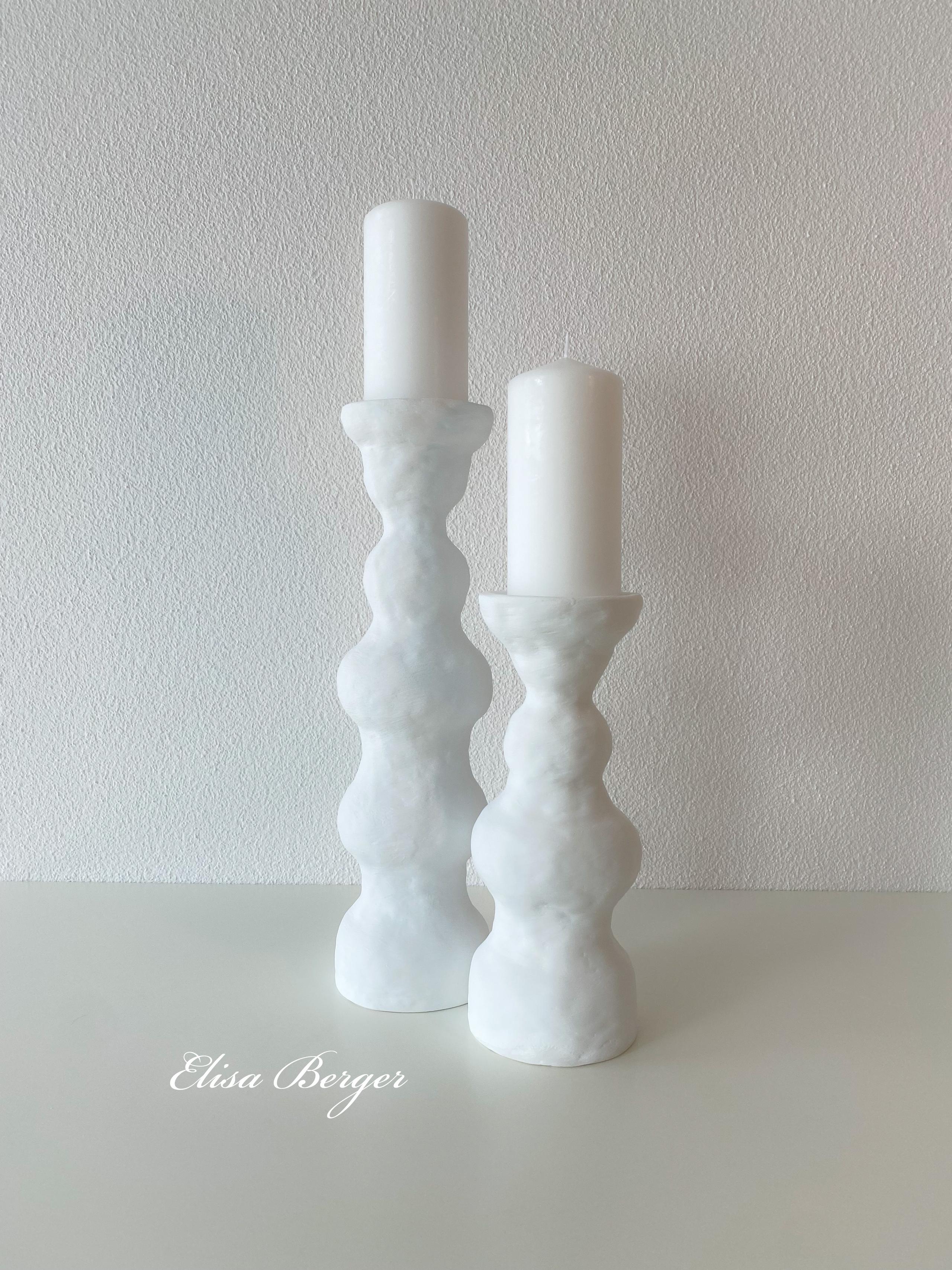 Organic White Cosy Candleholders WAVES