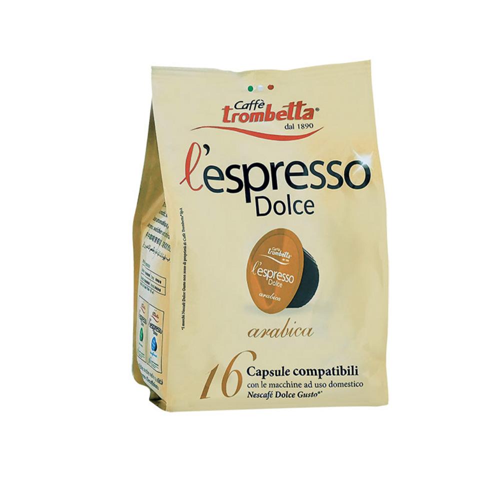 Caffè Trombetta Espresso Dolce Arabica - 16 Capsule per Nescafè Dolce Gusto
