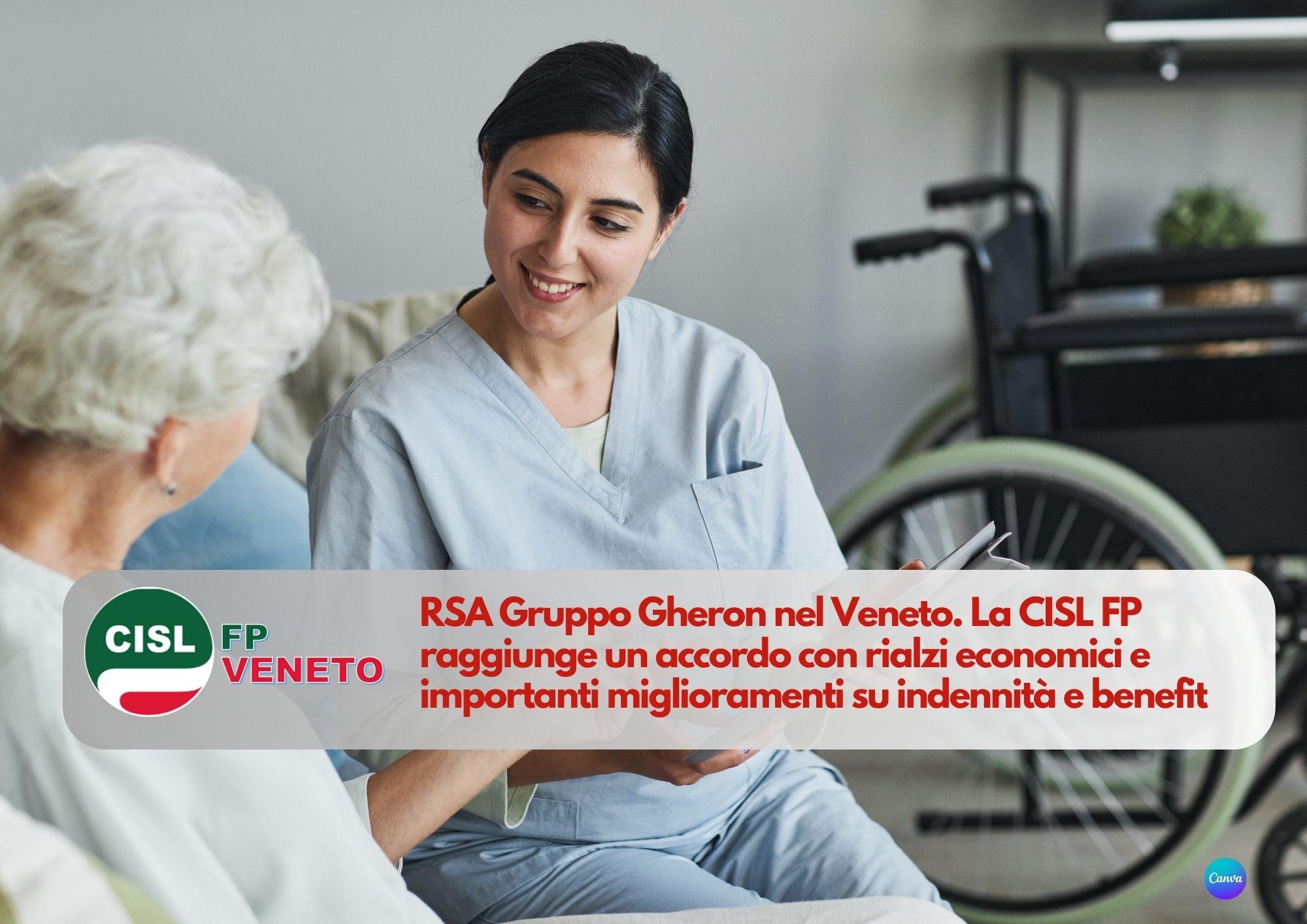 CISL FP Veneto. Accordo per migliorare stipendi e assistenza nelle strutture del Gruppo Gheron