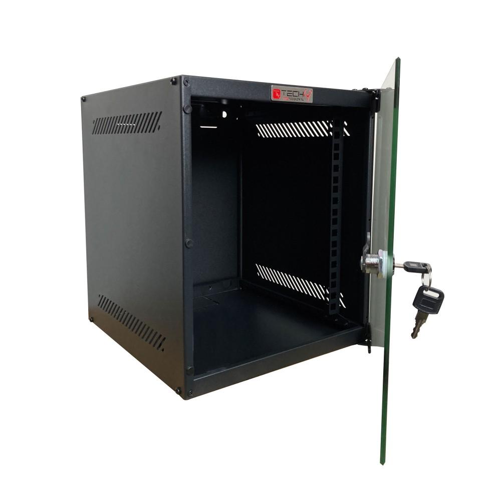 Armadio Rack 10" a Muro 6 Unità Pannelli Laterali Fissi Nero