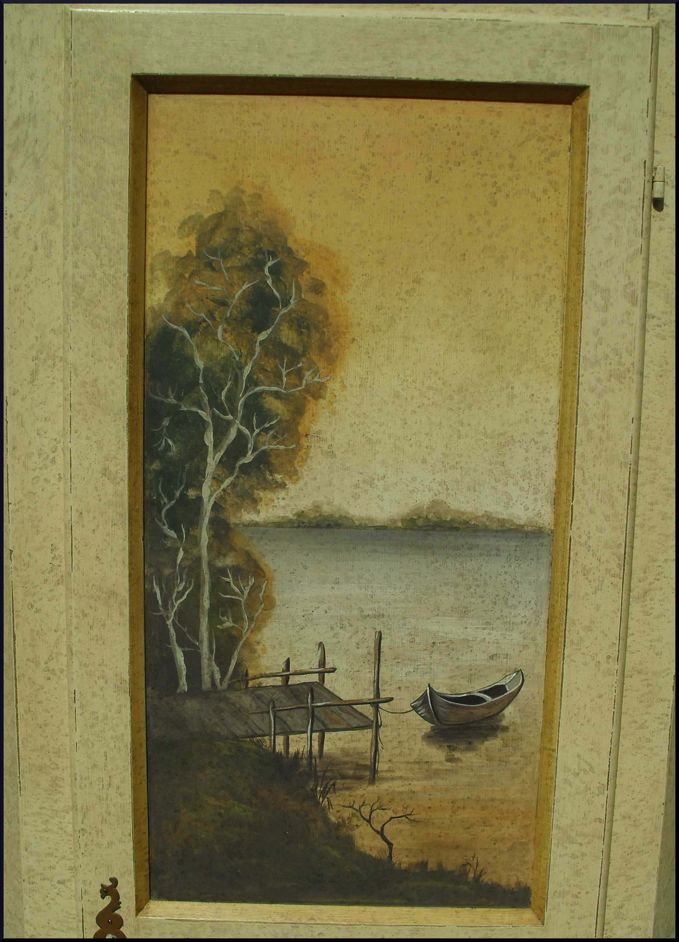 Angoliera cantonale artigianale dipinta a mano con paesaggi