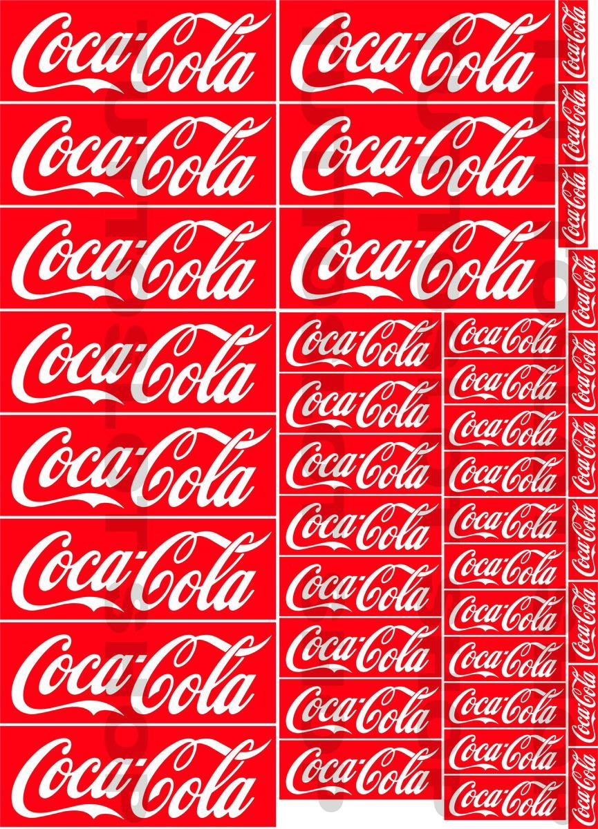 Foglio adesivi in vinile con logo Coca Cola - Self adhesive vinyl Coca Cola logo sticker
