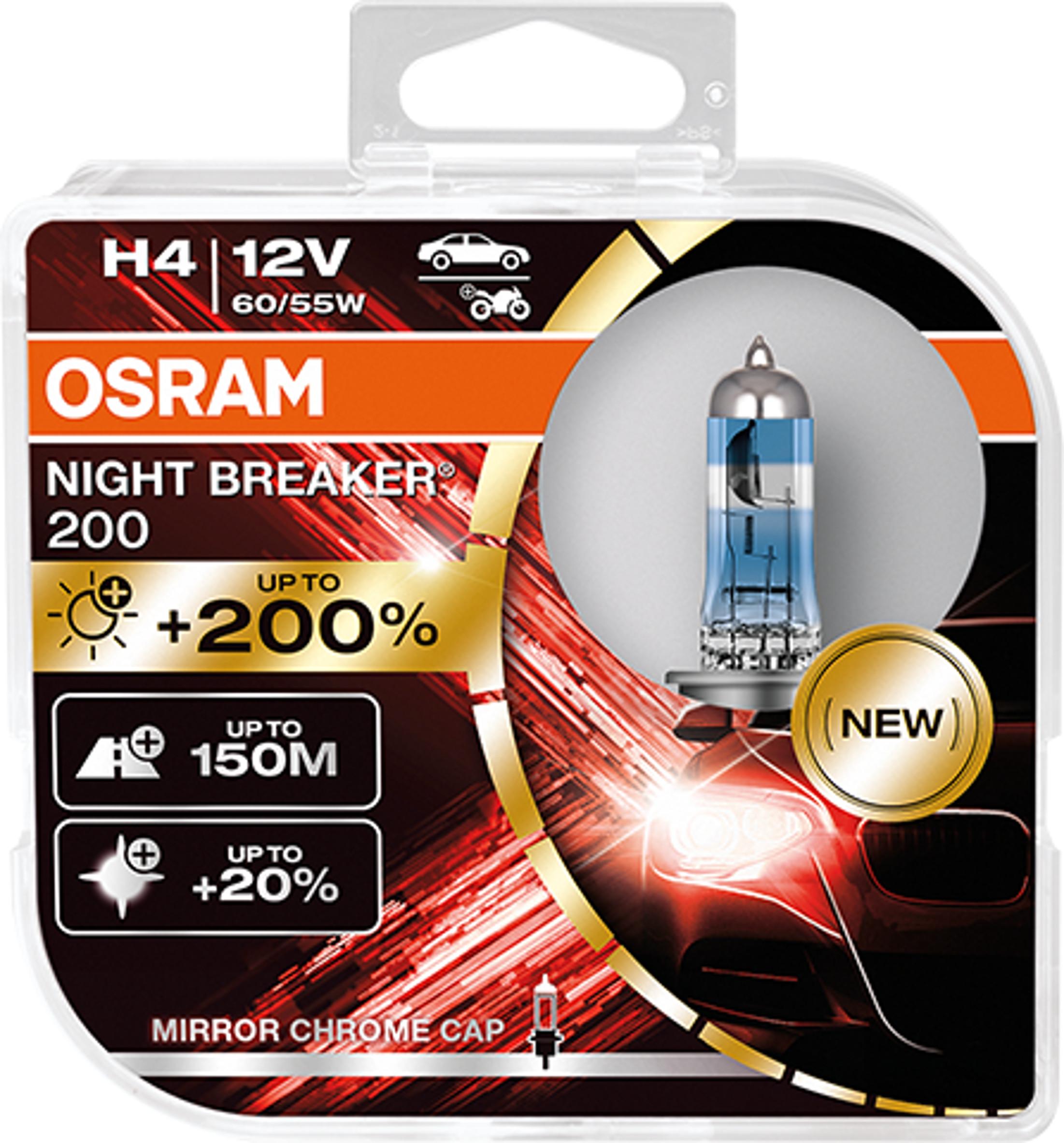 Lampade OSRAM H4 NIGHT BREAKER® 200 Duo Box +200%