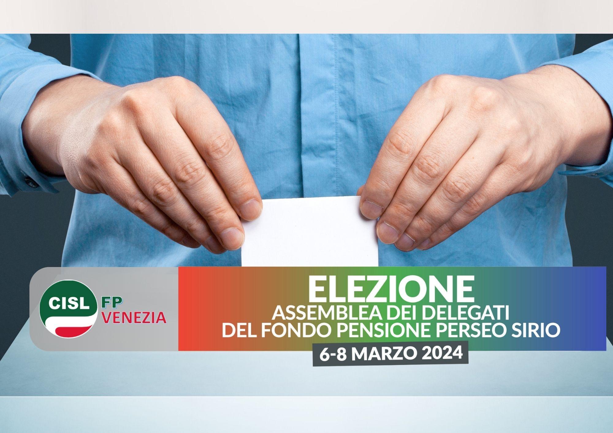 CISL FP Venezia. Da oggi sino all'8 marzo si vota per l'Assemblea dei delegati Fondo Perseo Sirio