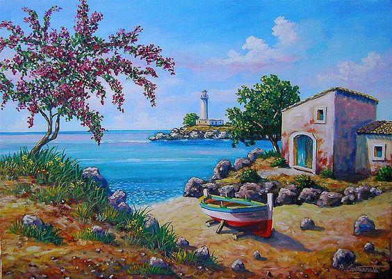 Bouganinvillea al mare Olio su tela 50 x 70 cm