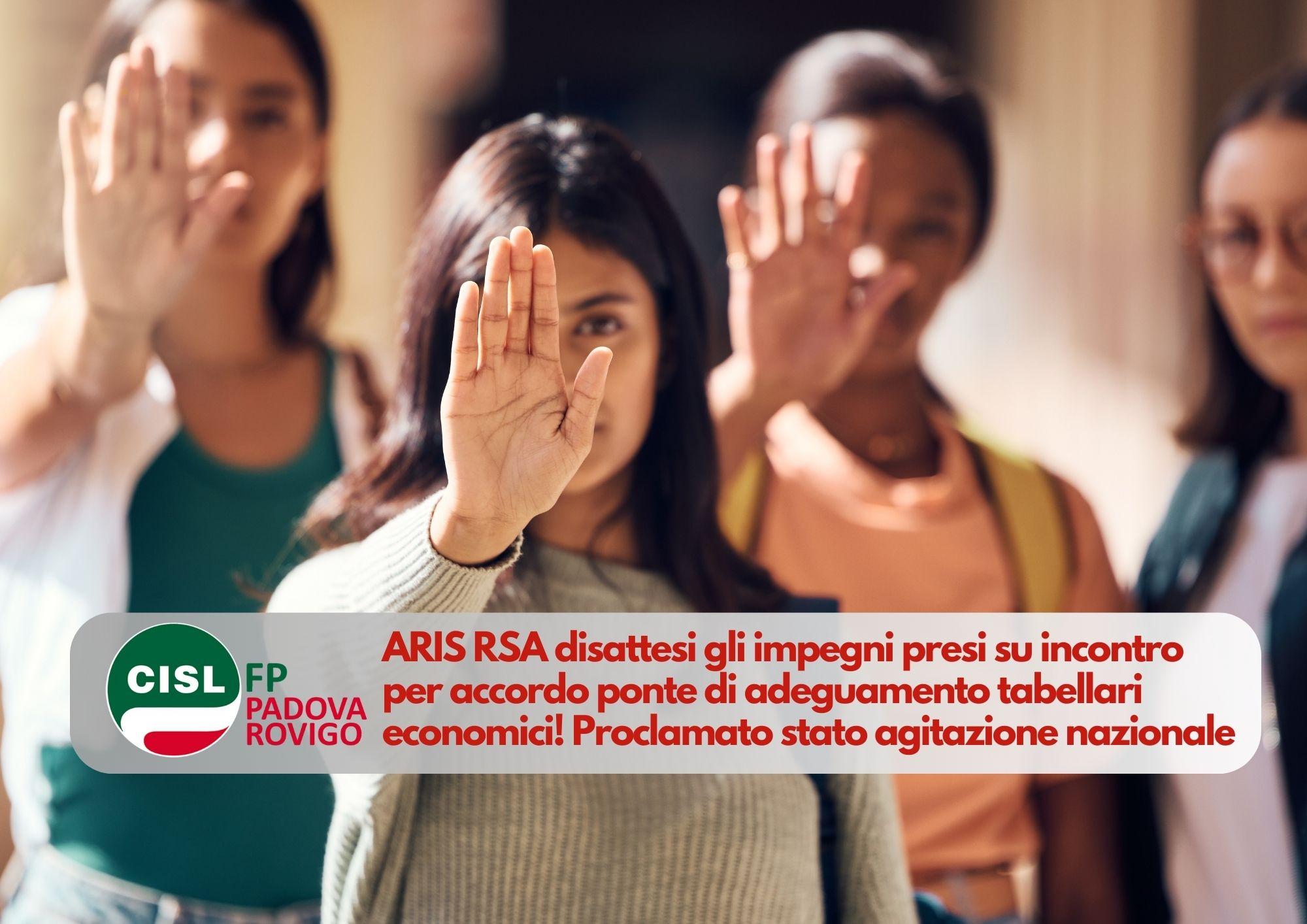 CISL FP Padova Rovigo. ARIS RSA disattesi gli impegni presi! Proclamato stato agitazione nazionale