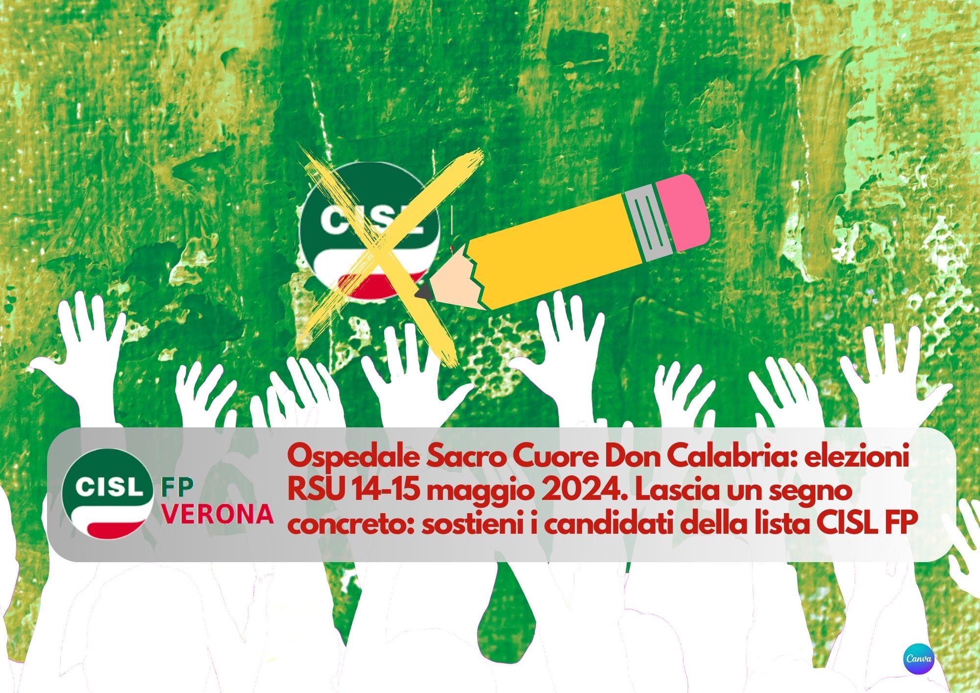 CISL FP Verona. Ospedale Sacro Cuore Don Calabria: elezioni RSU 14-15 maggio 2024