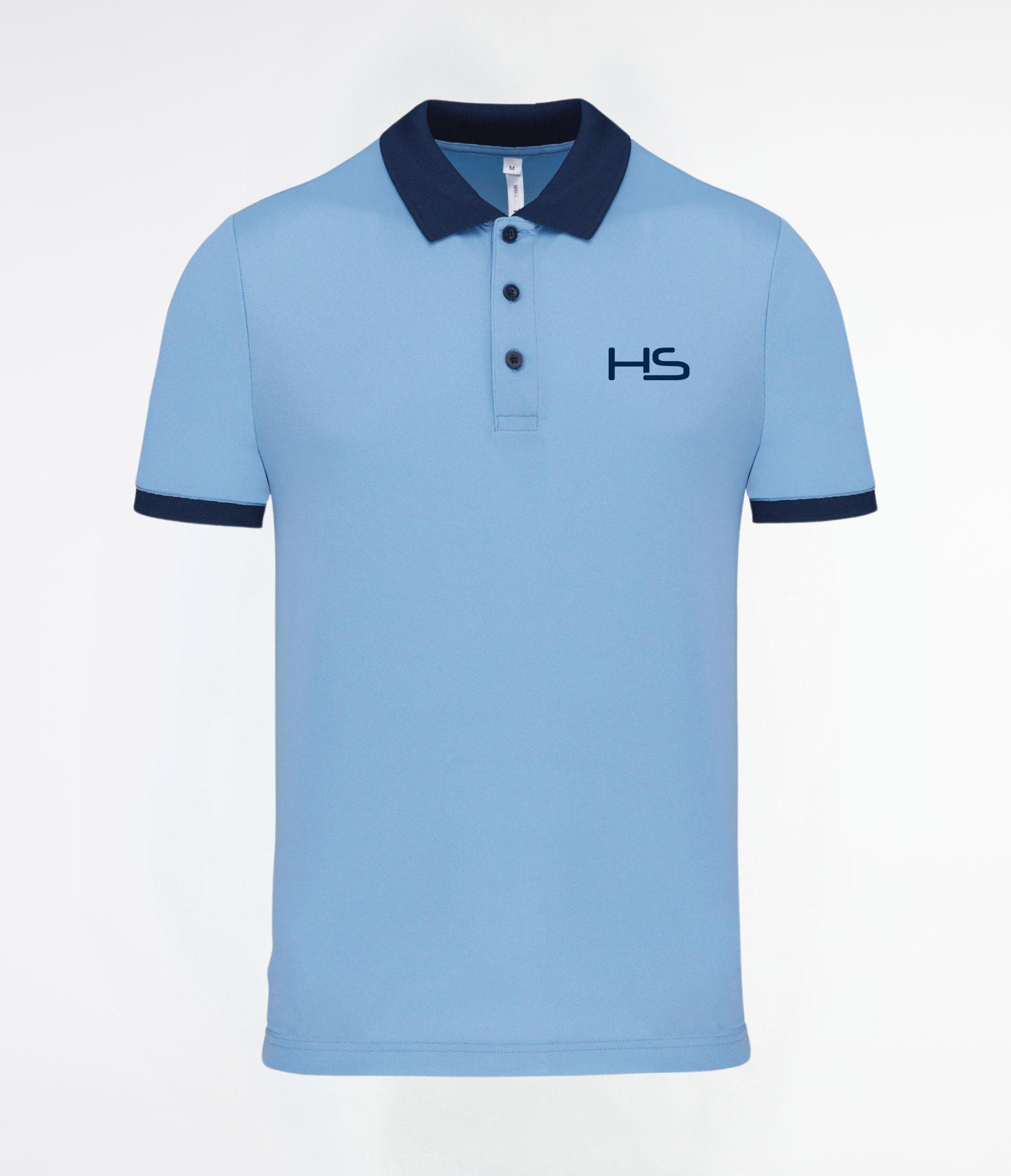 Polo piquè manica corta sky blue/sporty navy