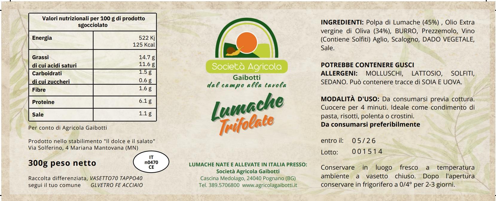 Lumache trifolate - 300g