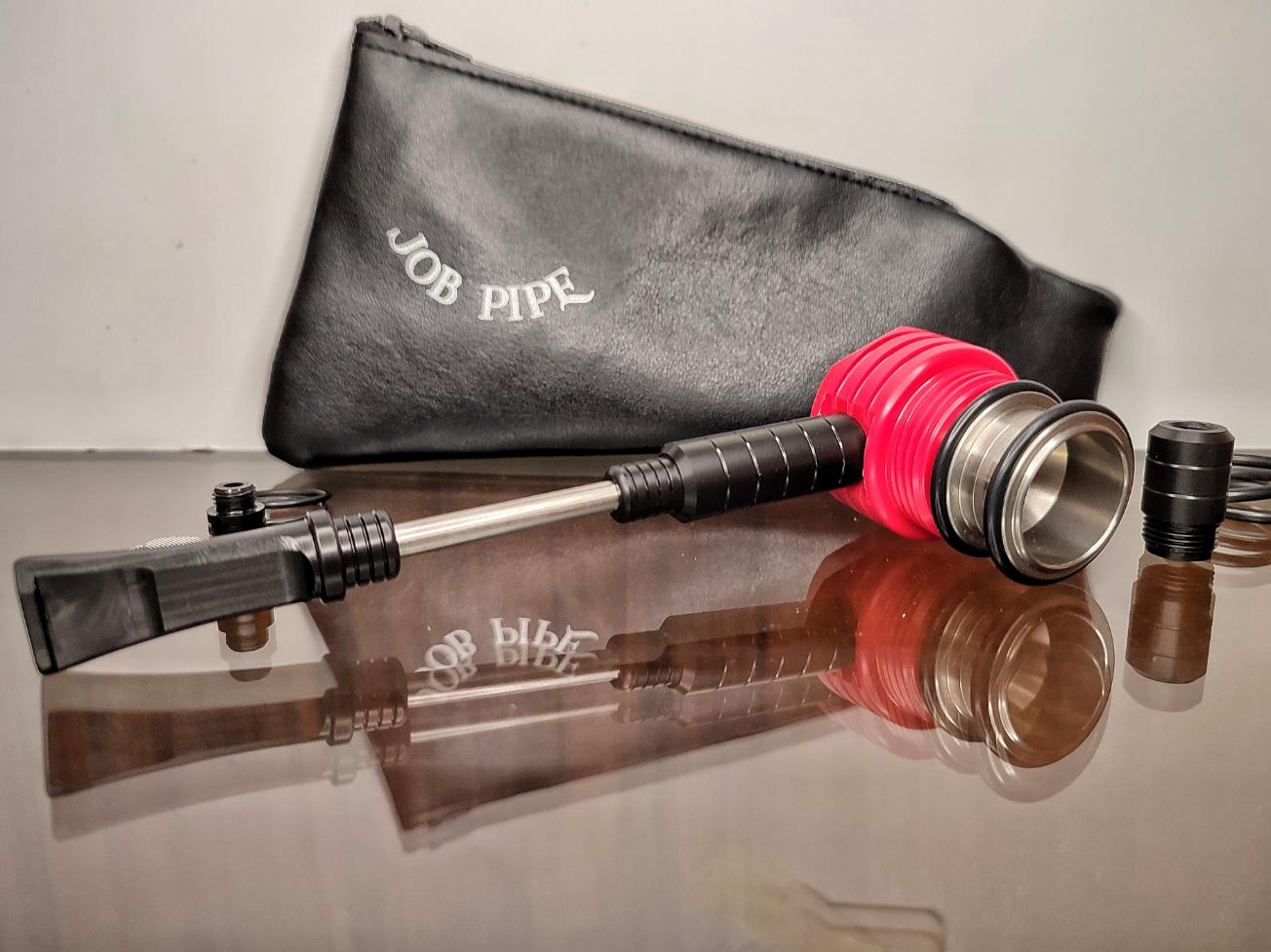Job Pipe Bud Of Steel Reverse Calabash in Acciaio Inox Delrin Base Rosso Magenta Filtro 9 mm