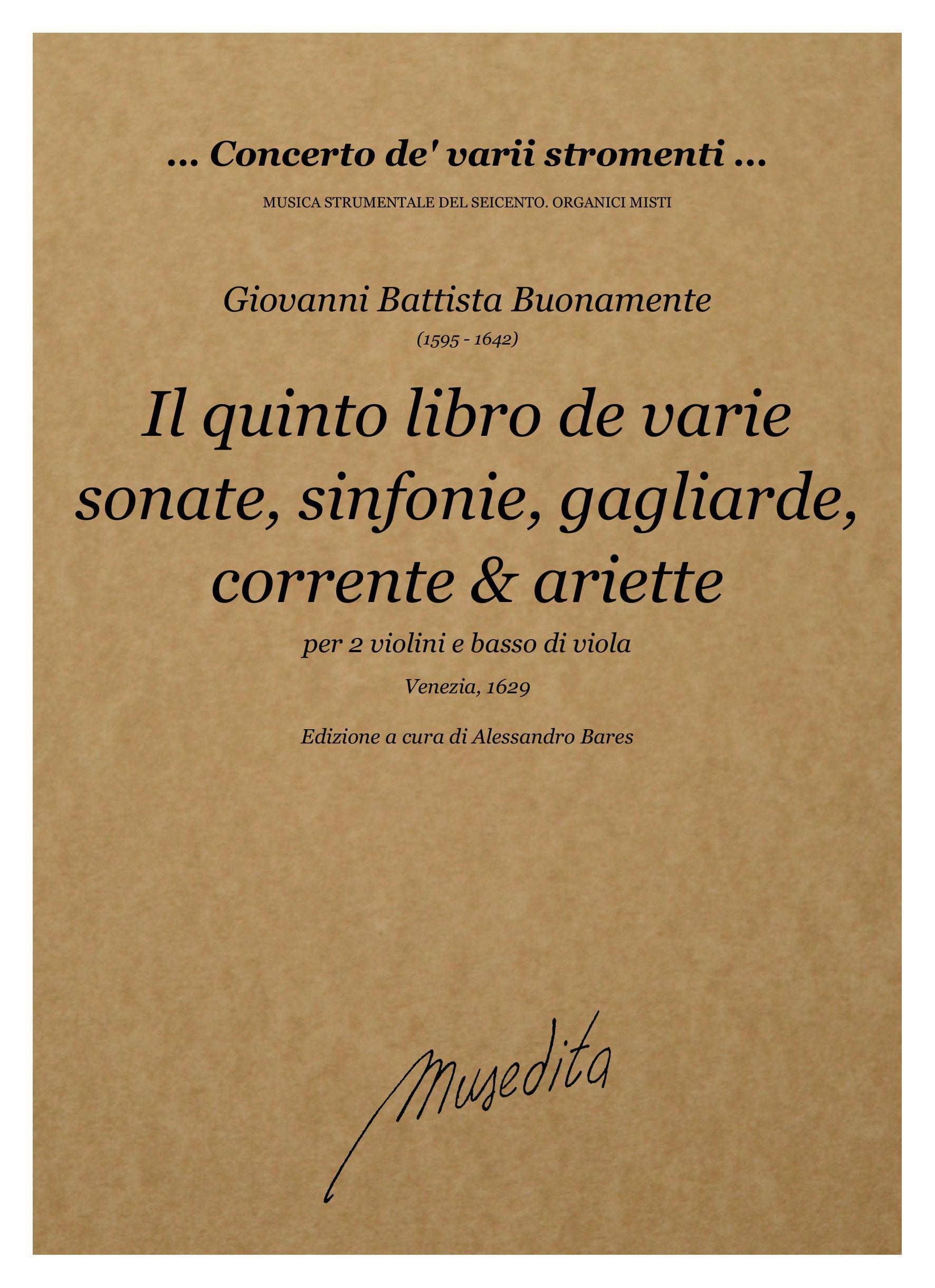 G.B.Buonamente: Il quinto libro de varie sonate, sinfonie,  gagliarde, correnti e ariette (Venezia,