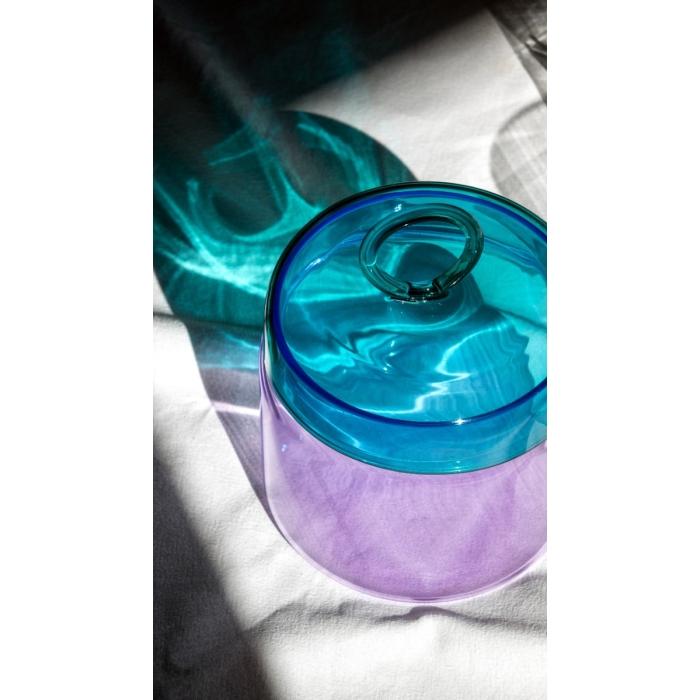 2670327-WD LIFESTYLE- Barattolo in vetro borosilicato con manico colorato ad anello 1,4L