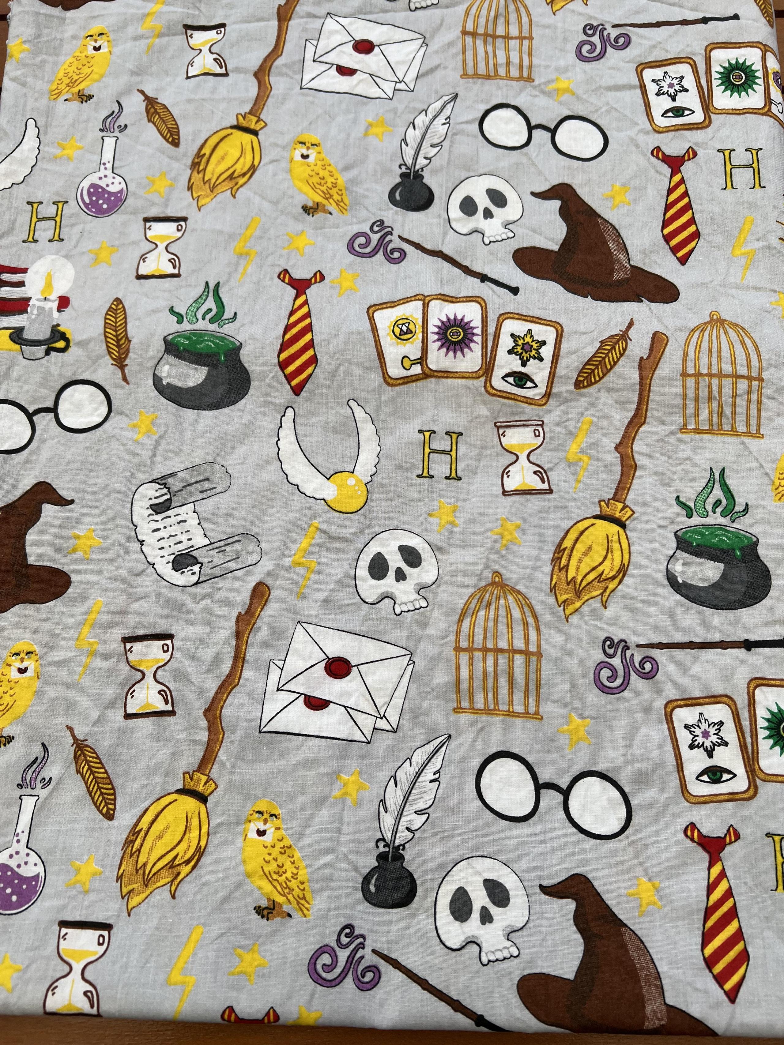 Stoffa Harry Potter fondo grigio