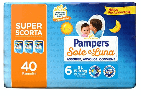 Pmapers Sole Luna Pacco Scorta Taglia 6 - 40 Pannolini