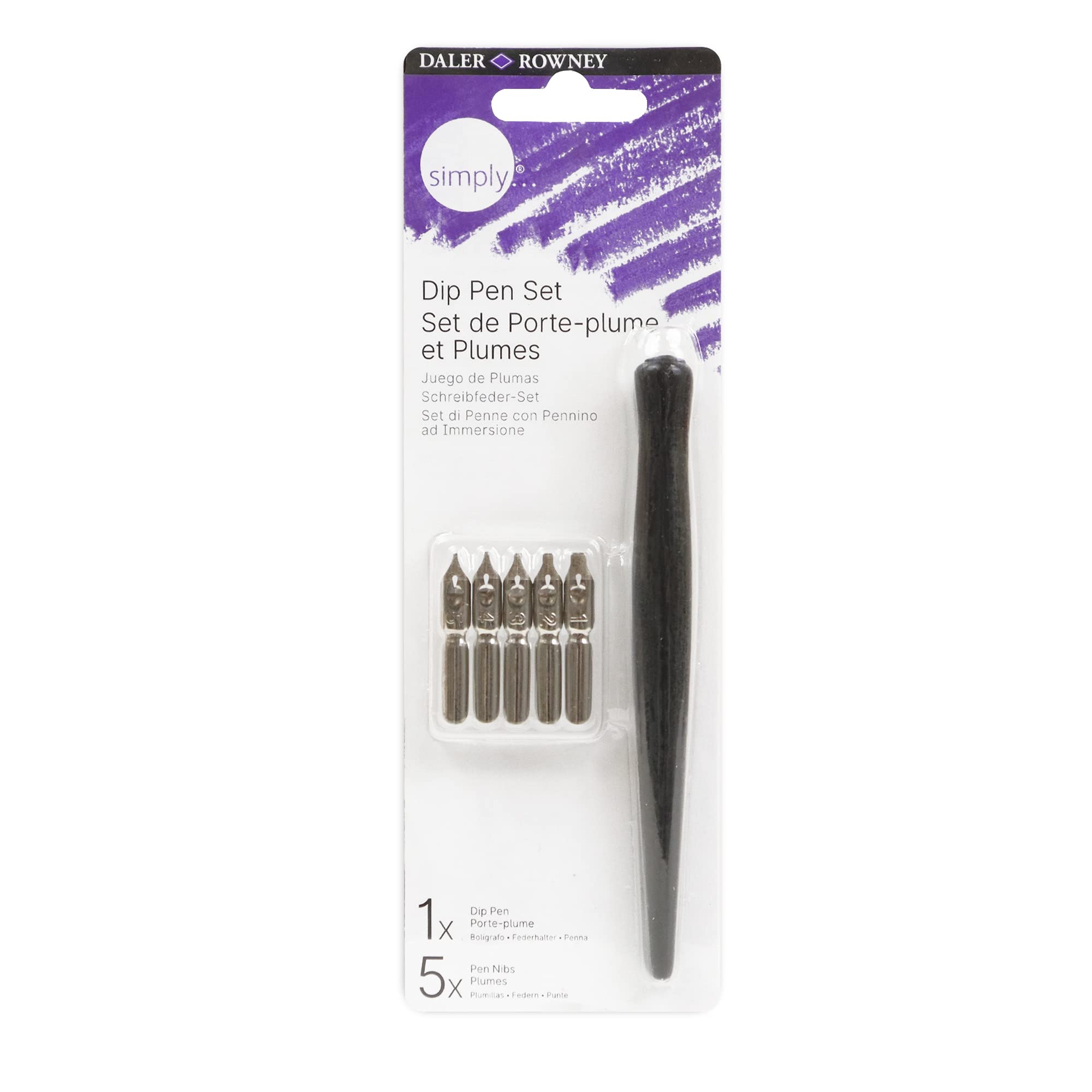 DALER ROWNEY - SIMPLY DIP PEN SET - Set per calligrafia pennino con 5 punte