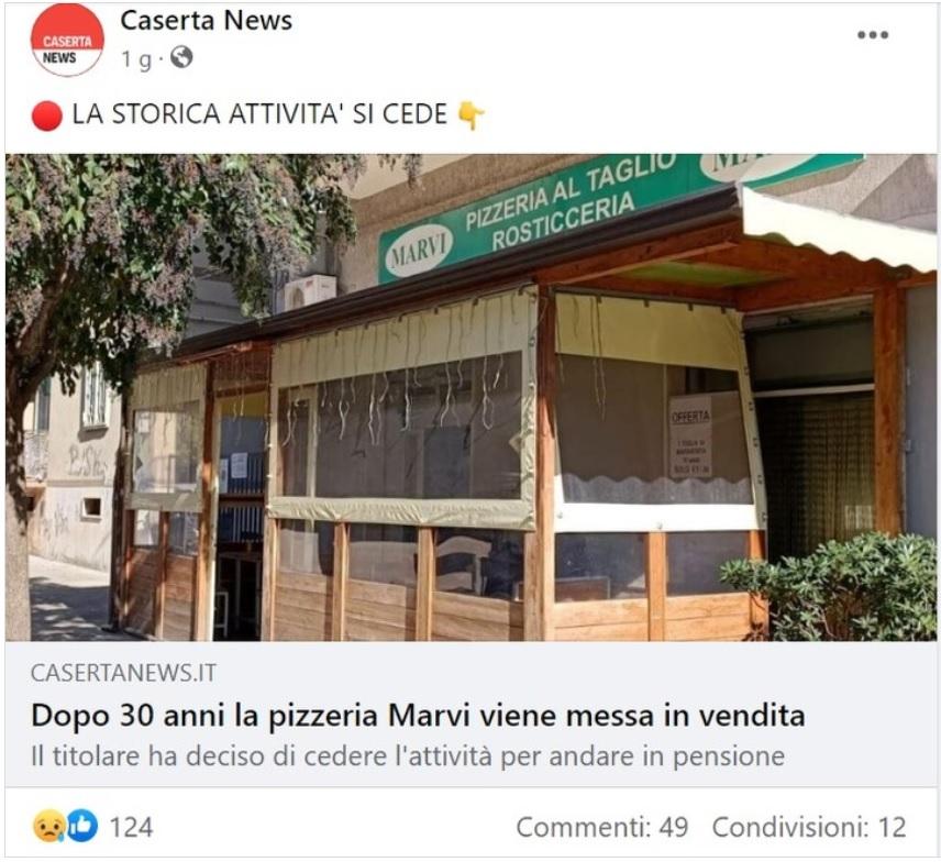 Caserta: Pizzeria Marvi si affida a Frimm per la vendita