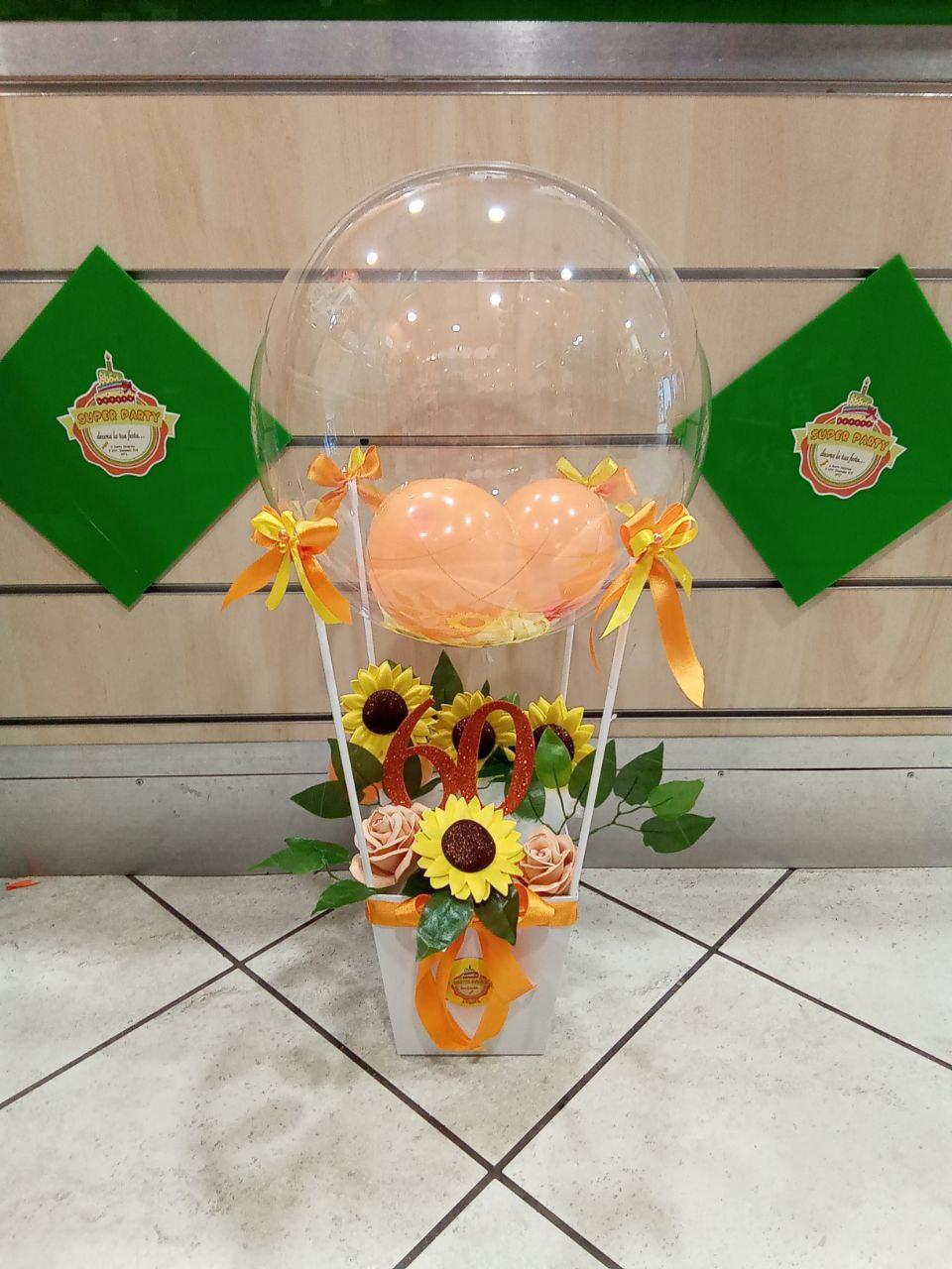 mongolfiera con fiori realizzati artigianalmente gialla arancio